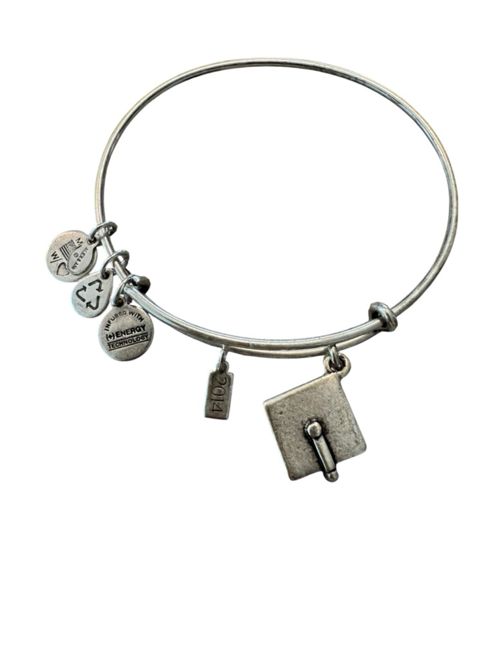 Alex and Ani Graduation Cap 2014 Bangle Bracelet Rafaelian Silver Finish